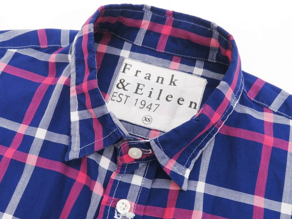 [Used] Frank &amp;amp; Eileen Cotton Check Pattern Casual Shirt Navy x Pink x White [Size XS] [NVY] [S/S] [Condition Rank B] ​​[Men&