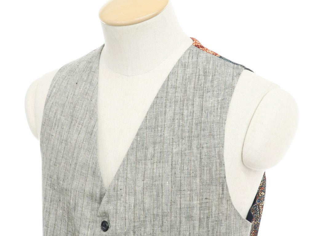 [Used] Bevilacqua BEVILACQUA Linen Striped Gilet Vest Grey [Size XS] [GRY] [S/S] [Condition Rank C] [Men&