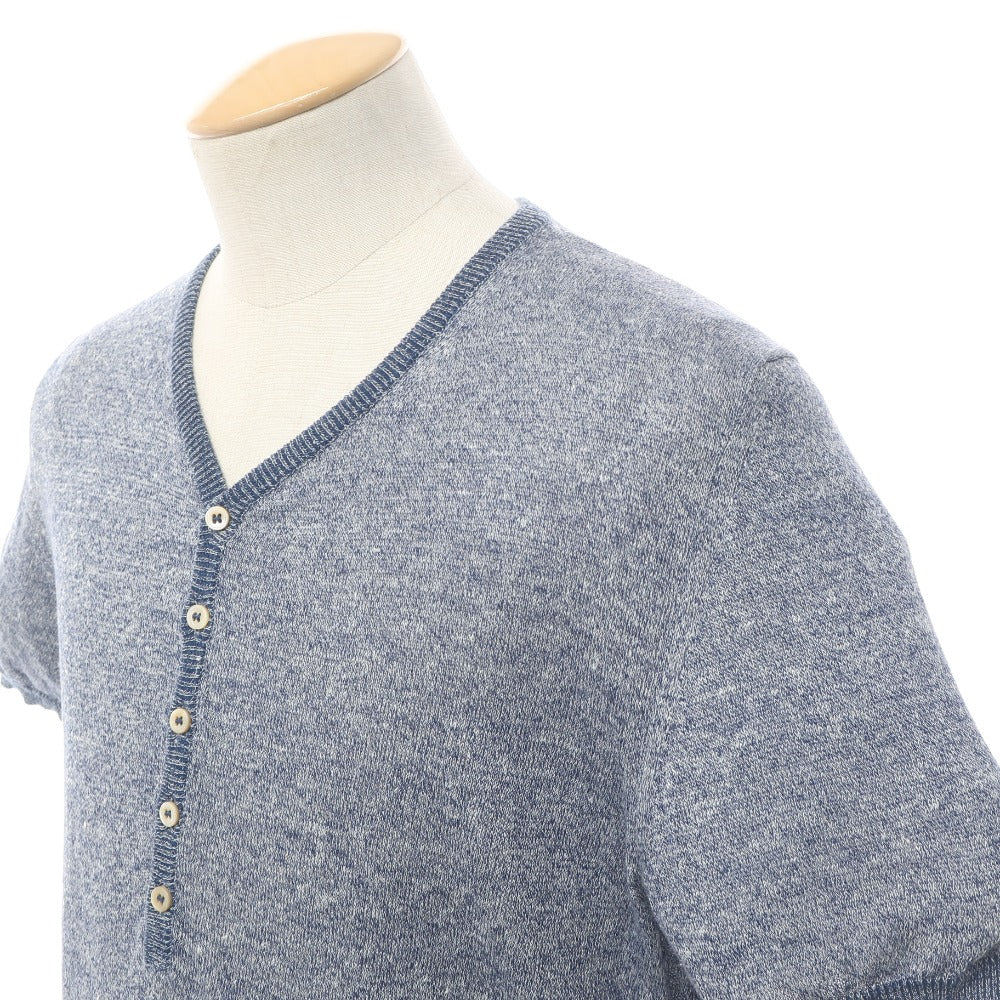 [New] CIRCOLO 1901 Linen Cotton Short Sleeve Henley Knit Blue [Size XS] [BLU] [S/S] [Condition Rank N] [Men&