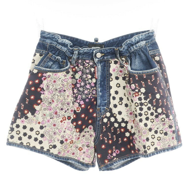 【新品】ディースクエアード DSQUARED2 ショートパンツ
 ブルー×マルチ【サイズ52】【BLU】【S/S】【状態ランクN】【メンズ】 EPD