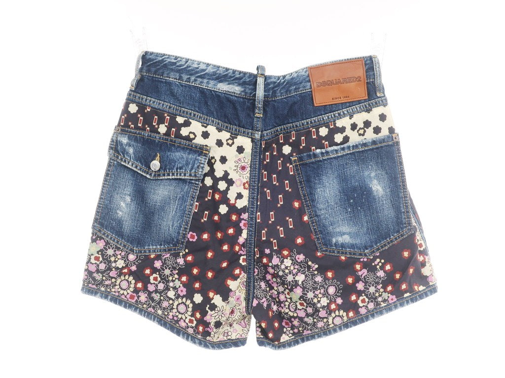 【新品】ディースクエアード DSQUARED2 ショートパンツ
 ブルー×マルチ【サイズ52】【BLU】【S/S】【状態ランクN】【メンズ】 EPD