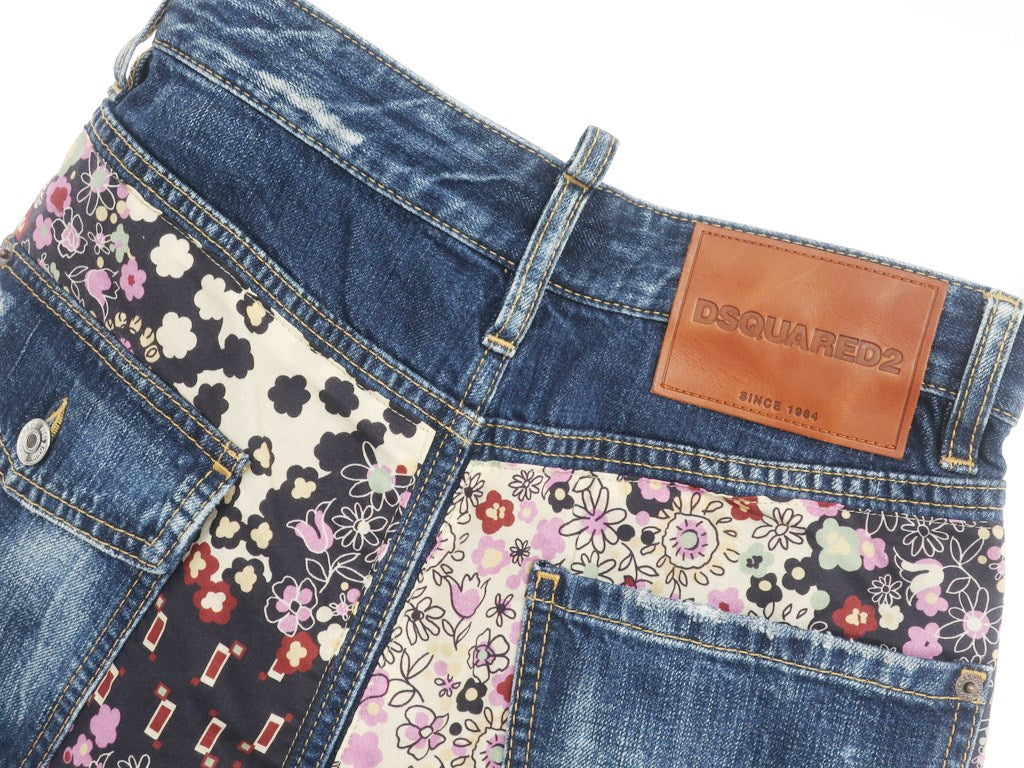 【新品】ディースクエアード DSQUARED2 ショートパンツ
 ブルー×マルチ【サイズ52】【BLU】【S/S】【状態ランクN】【メンズ】 EPD