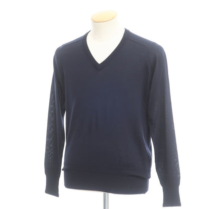 [Used] Side Slope Wool V-neck knit, navy [Size 1] [NVY] [A/W] [Condition Rank A] [Men&