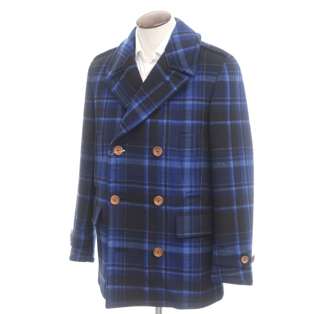 [New] Belvest Wool Check Peacoat Blue x Black [Size 48] [BLU] [A/W] [Condition Rank N] [Men&