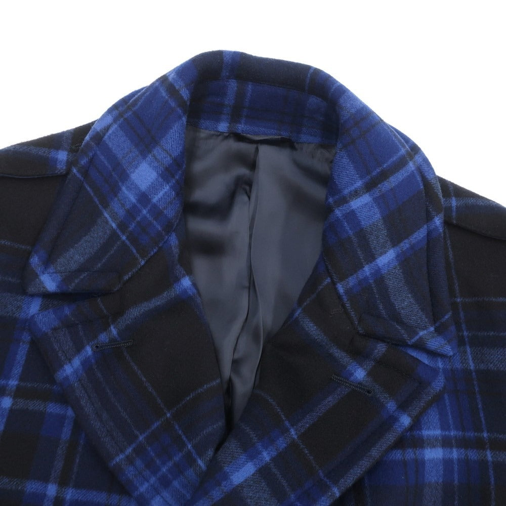 [New] Belvest Wool Check Peacoat Blue x Black [Size 48] [BLU] [A/W] [Condition Rank N] [Men&