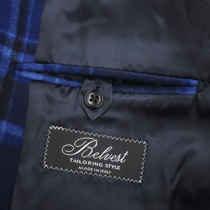 [New] Belvest Wool Check Peacoat Blue x Black [Size 48] [BLU] [A/W] [Condition Rank N] [Men&