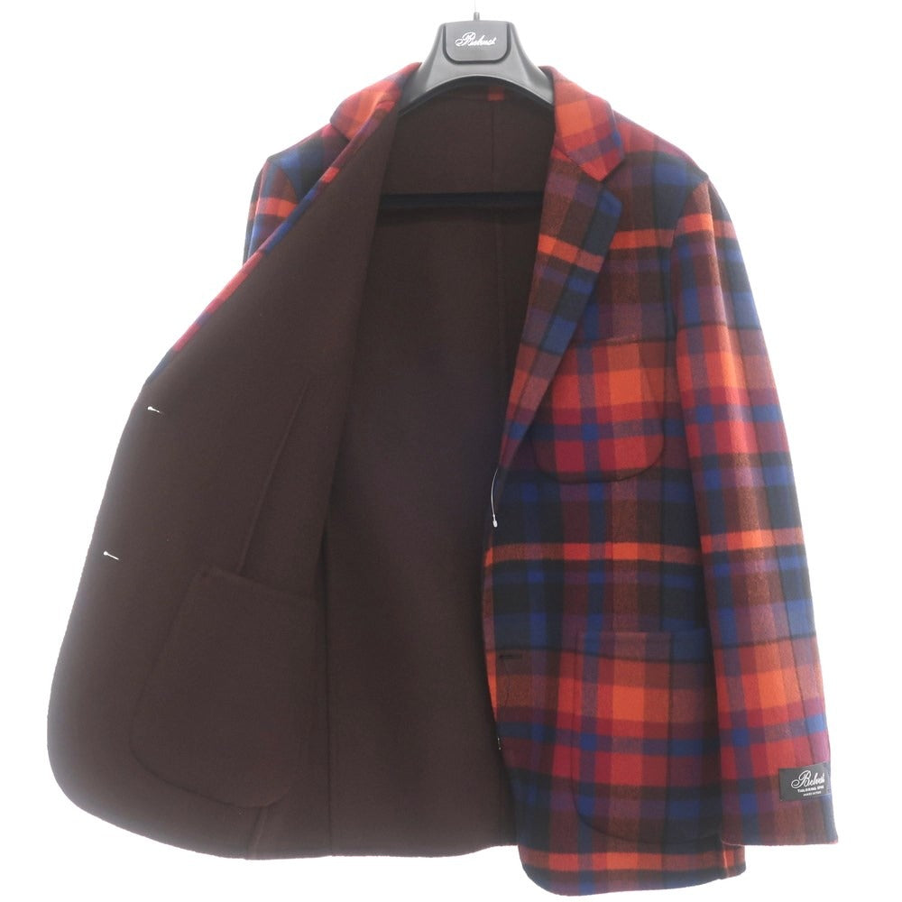 [New] Belvest reversible wool check 2B casual jacket, red x orange x brown [size 48] [RED] [A/W] [Condition rank N] [Men&