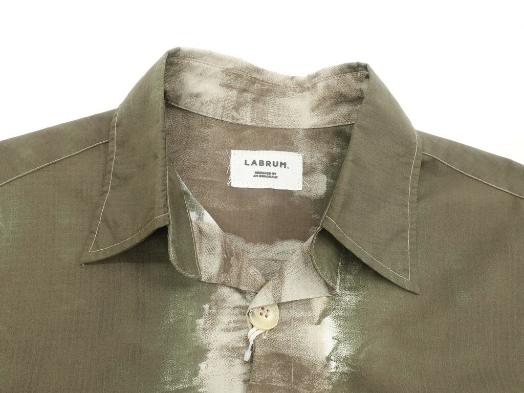 【新品】ラブラム ロンドン LABRUM LONDON 半袖シャツ
 オリーブ×ブラウン系【サイズM位】【GRN】【S/S】【状態ランクN】【メンズ】 EPD