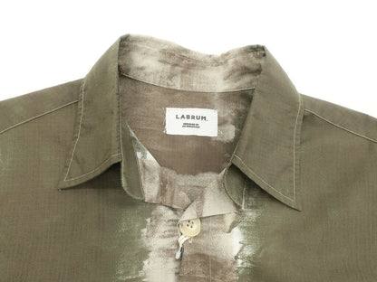 【新品】ラブラム ロンドン LABRUM LONDON 半袖シャツ
 オリーブ×ブラウン系【サイズM位】【GRN】【S/S】【状態ランクN】【メンズ】 EPD