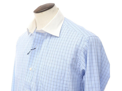 [Used] Kent Avenue Check Cotton Cleric Semi-Wide Collar Dress Shirt Blue x White [Size LL] [BLU] [S/S/A/W] [Condition Rank B] ​​[Men&