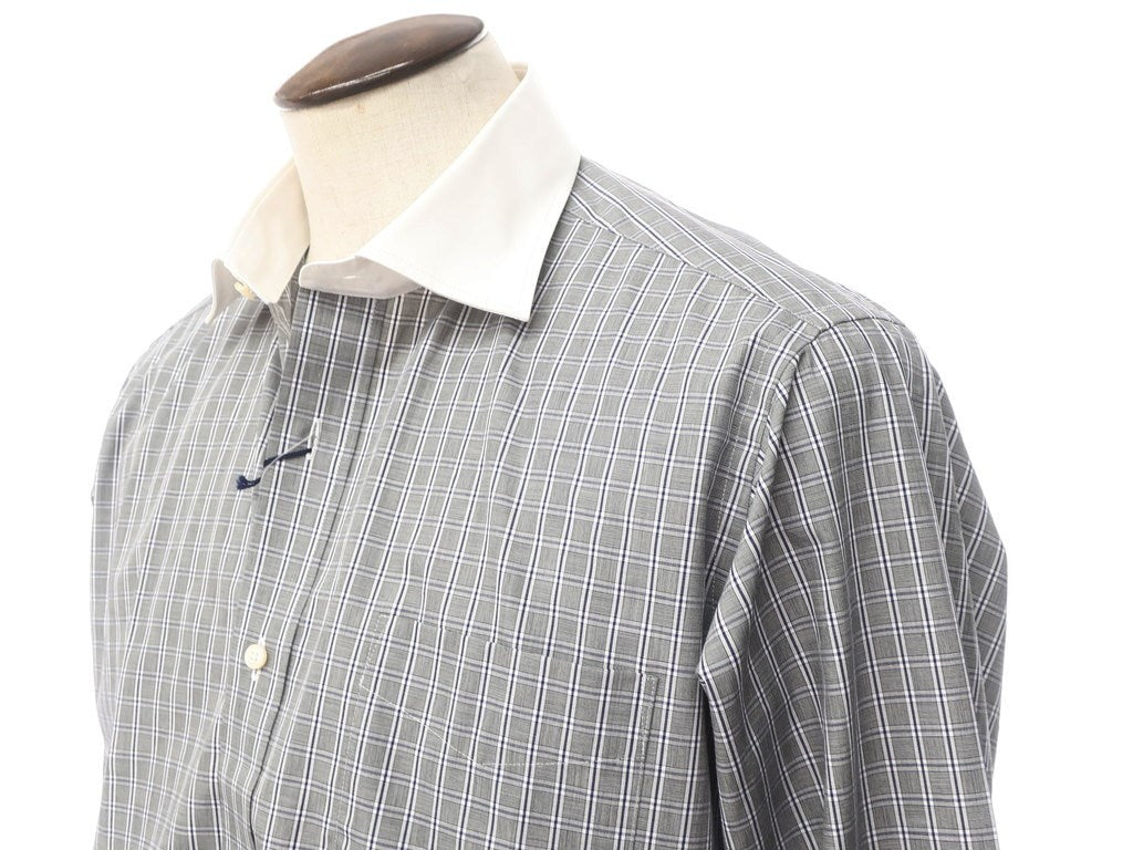 [Used] Kent Avenue Check Cotton Cleric Semi-Wide Collar Dress Shirt Gray x White [Size LL] [GRY] [S/S/A/W] [Condition Rank B] ​​[Men&