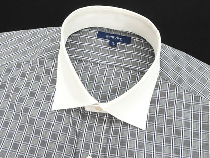 [Used] Kent Avenue Check Cotton Cleric Semi-Wide Collar Dress Shirt Gray x White [Size LL] [GRY] [S/S/A/W] [Condition Rank B] ​​[Men&