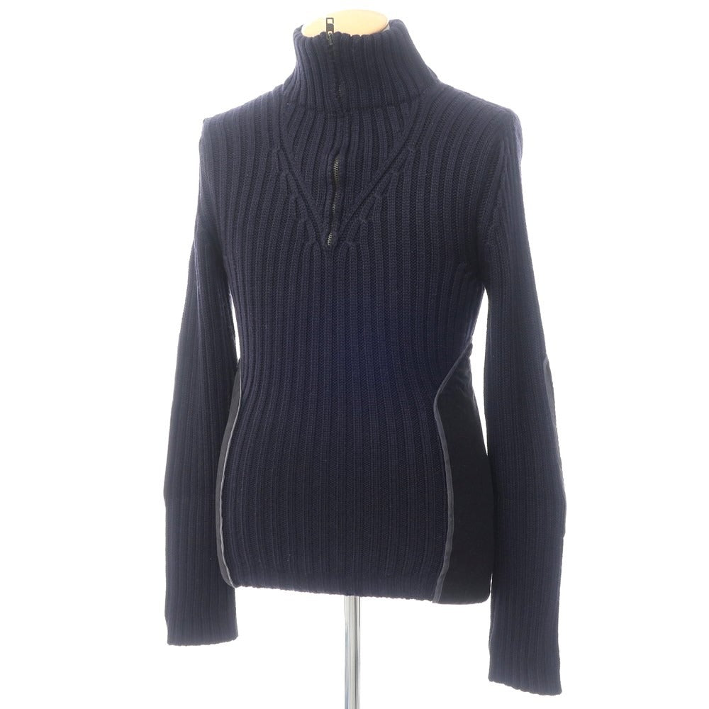 [Used] BYBLOS ribbed wool acrylic stand-up collar half-zip knit navy [size 48] [navy] [A/W] [condition rank C] [men&