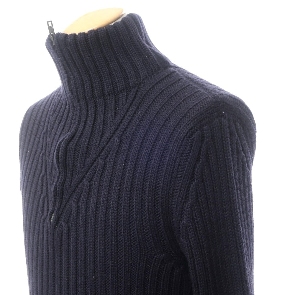 [Used] BYBLOS ribbed wool acrylic stand-up collar half-zip knit navy [size 48] [navy] [A/W] [condition rank C] [men&