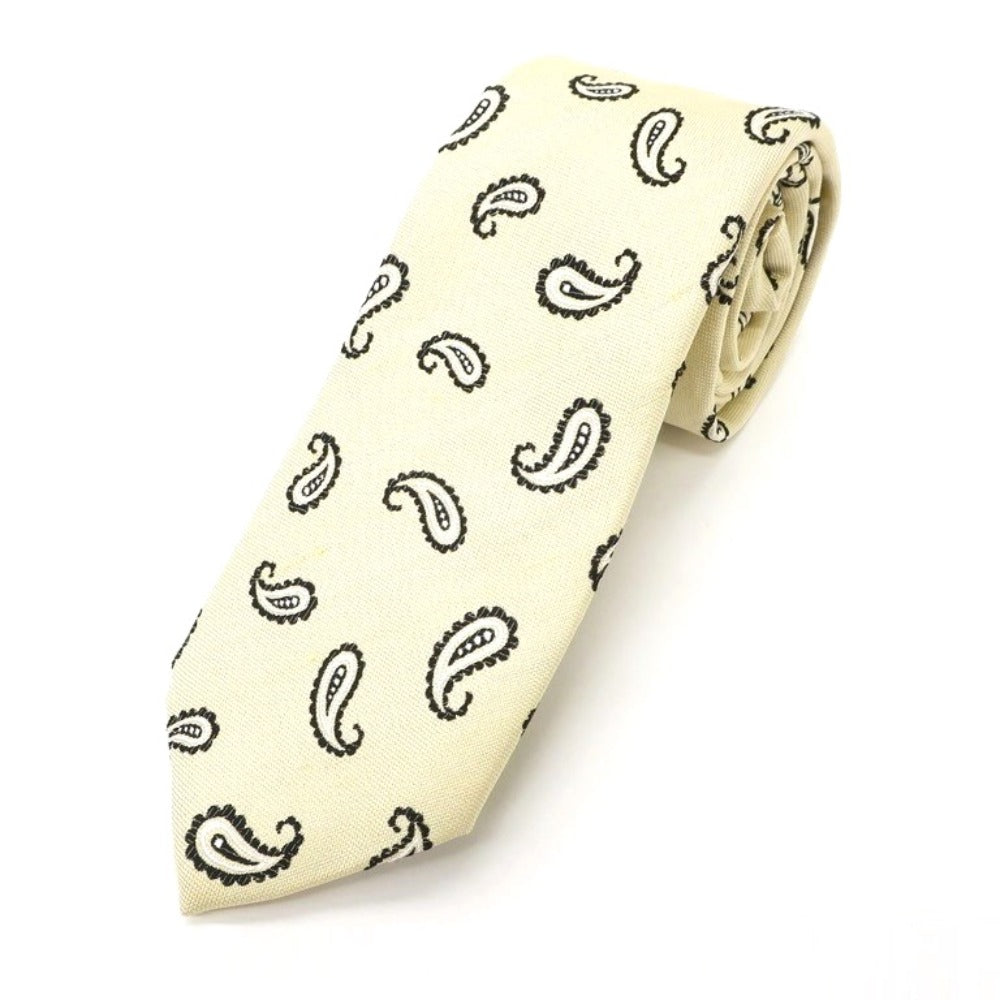 [Used] Nicky nicky United Arrows special order 3-fold Paisley small pattern silk tie Beige yellow x black [YEL] [S/S/A/W] [Condition rank B] ​​[Men&