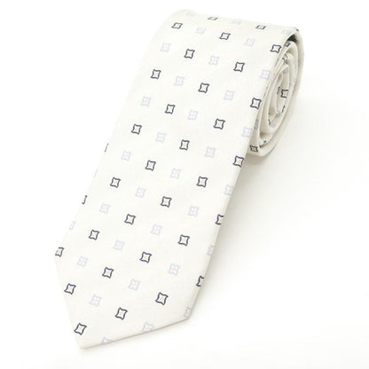 [Used] International Gallery BEAMS 3-fold small pattern silk tie, white x navy [WHT] [S/S/A/W] [Condition Rank B] ​​[Men&