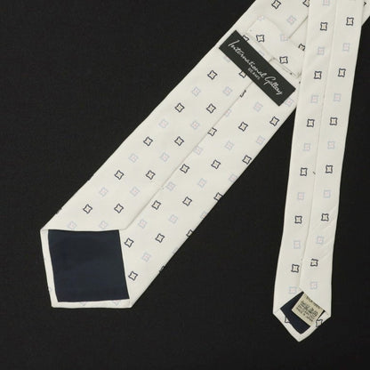 [Used] International Gallery BEAMS 3-fold small pattern silk tie, white x navy [WHT] [S/S/A/W] [Condition Rank B] ​​[Men&