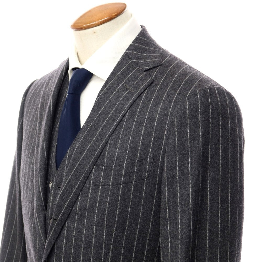 [Used] Takizawa Shigeru Wool Striped Three-Piece 3-Button Suit Dark Gray x White [Size 46 (Gilet Only 44)] [GRY] [A/W] [Condition Rank D] [Men&