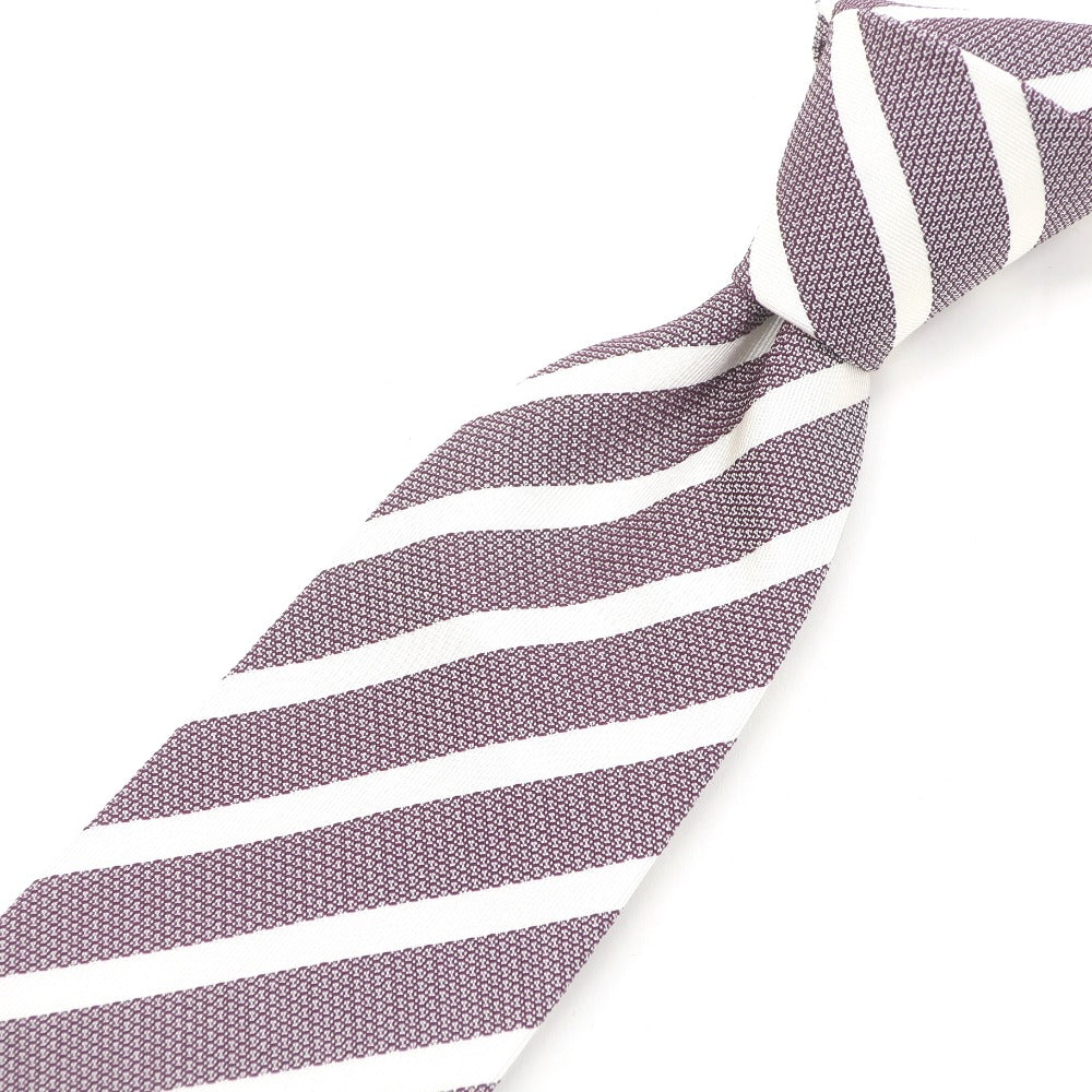 [New] Stefano Bigi 3-fold silk striped tie Bordeaux x white [RED] [S/S/A/W] [Condition rank N] [Men&