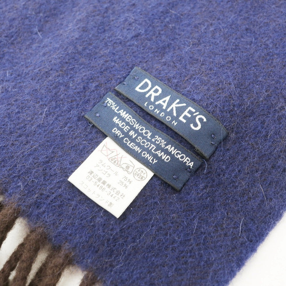 DRAKES ドレイクス スカーフ 総柄 ネイビー系 メンズ - 財布、帽子 