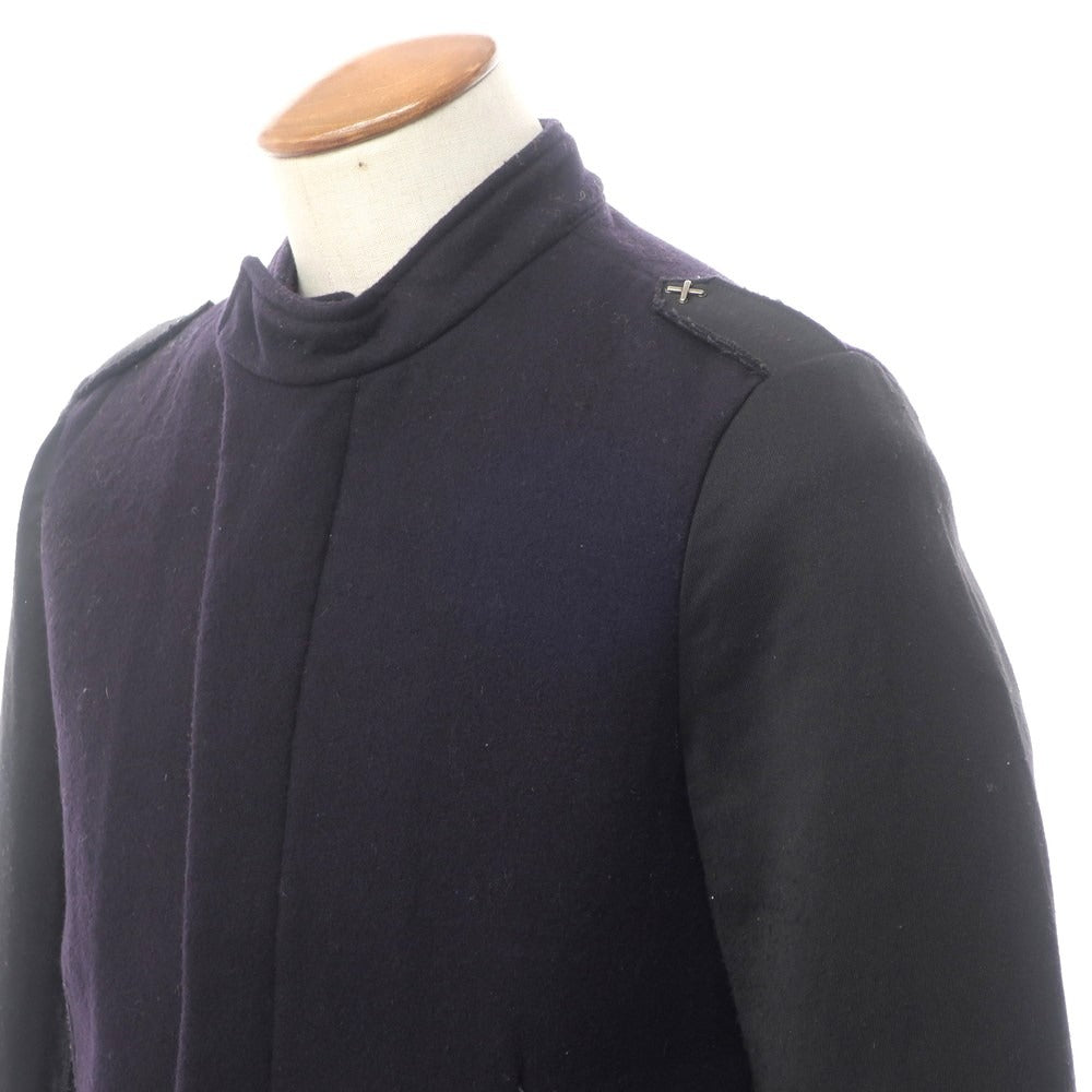 [Used] SYSLEY polyester wool zip-up blouson with epaulettes, navy x black [size 46] [NVY] [A/W] [Condition rank D] [Men&