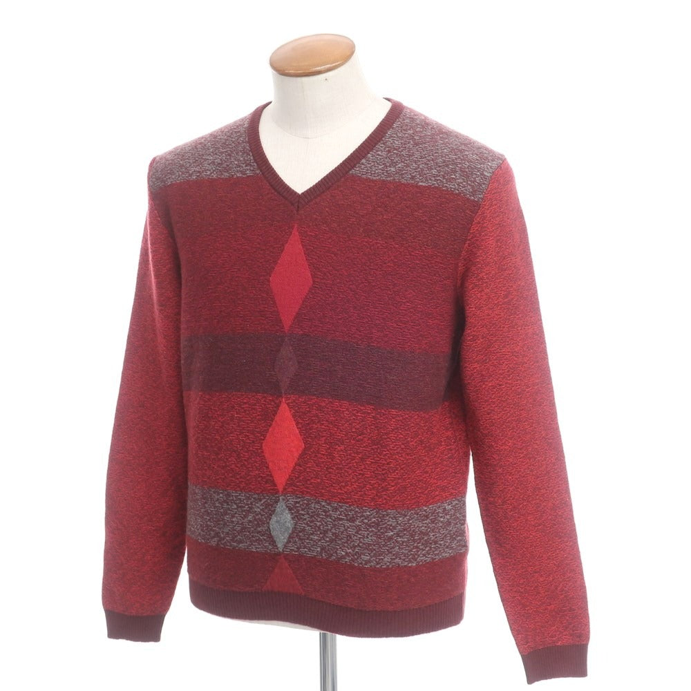 【中古】ベネトン BENETTON プルオーバーニット
 レッドxボルドーxグレー【サイズM】【RED】【A/W】【状態ランクA】【メンズ】
【778988】 CPD