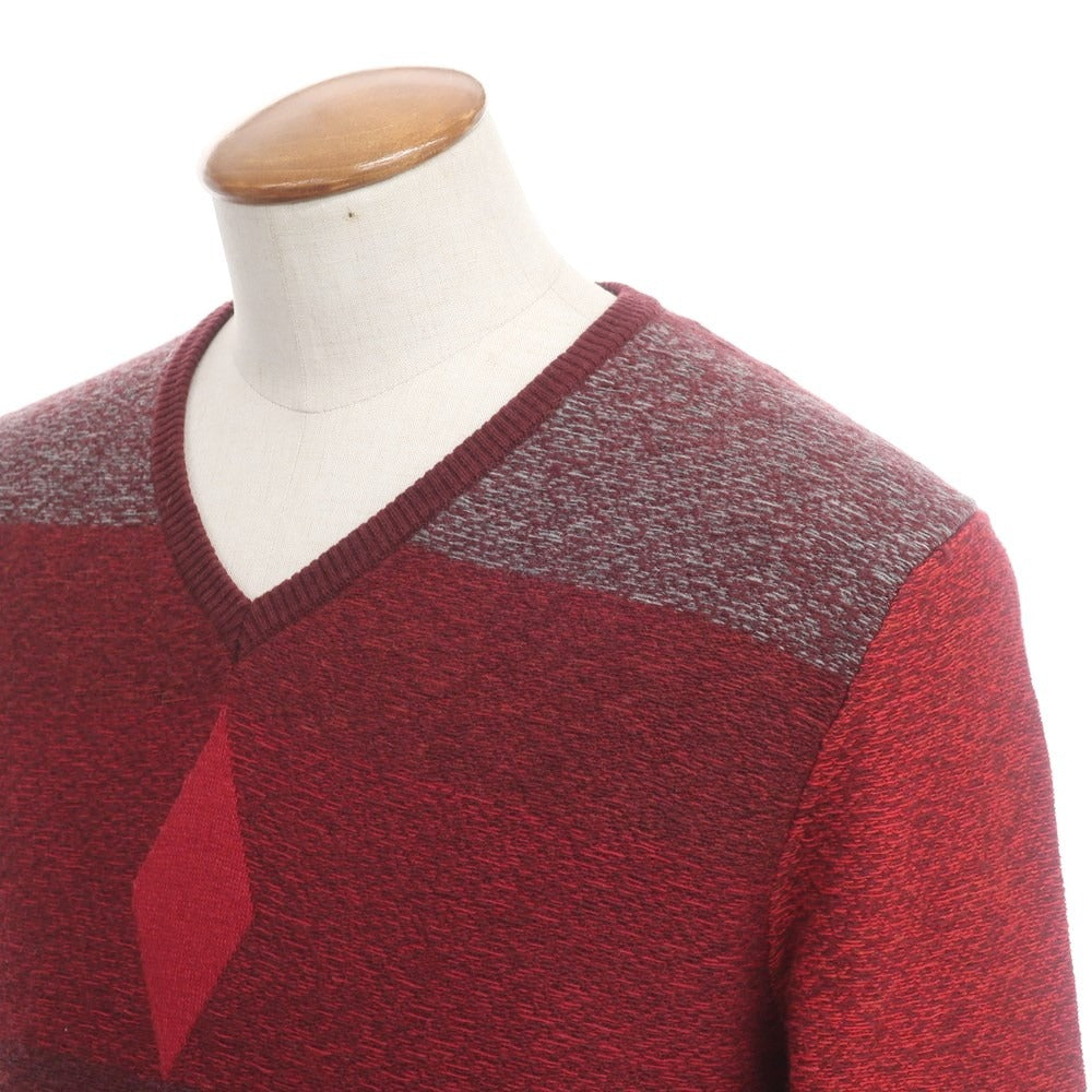 【中古】ベネトン BENETTON プルオーバーニット
 レッドxボルドーxグレー【サイズM】【RED】【A/W】【状態ランクA】【メンズ】
【778988】 CPD