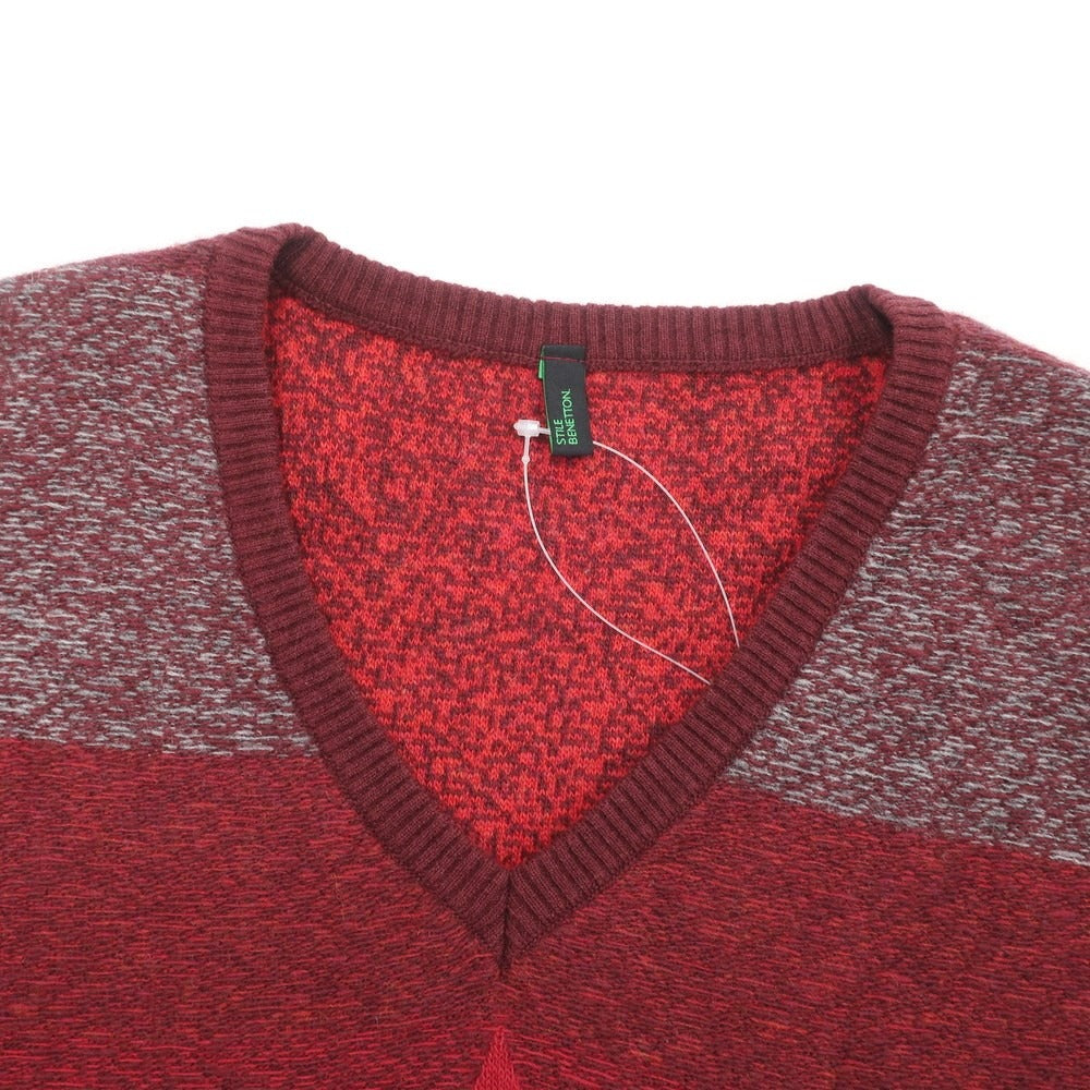【中古】ベネトン BENETTON プルオーバーニット
 レッドxボルドーxグレー【サイズM】【RED】【A/W】【状態ランクA】【メンズ】
【778988】 CPD