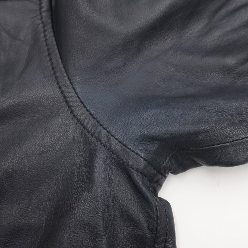 [Used] Garrett GARRETT Zip-up Stand Collar Leather Blouson Jacket Dark Navy [Size 48] [NVY] [A/W] [Condition Rank A] [Men&