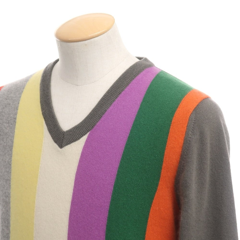 [Used] Mauro Grifoni Cashmere V-neck pullover knit Dark warm gray x multicolor [Size 46] [GRY] [A/W] [Condition rank C] [Men&