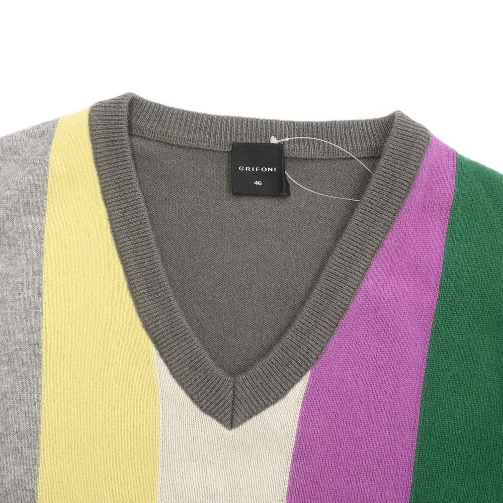 [Used] Mauro Grifoni Cashmere V-neck pullover knit Dark warm gray x multicolor [Size 46] [GRY] [A/W] [Condition rank C] [Men&