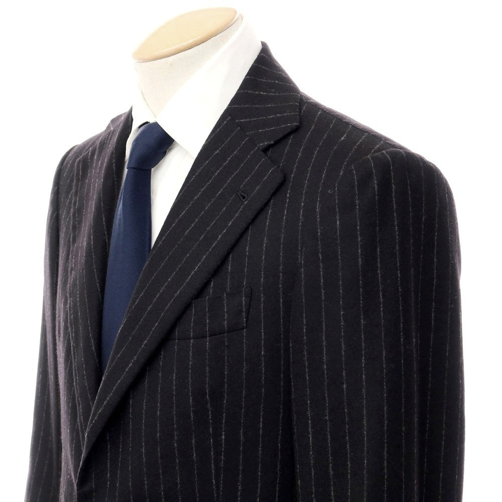 [Used] La vera Sartoria Napoletana Wool Cashmere Chalk Stripe 3 Button Suit Black x Gray [Size 44] [BLK] [A/W] [Condition Rank C] [Men&