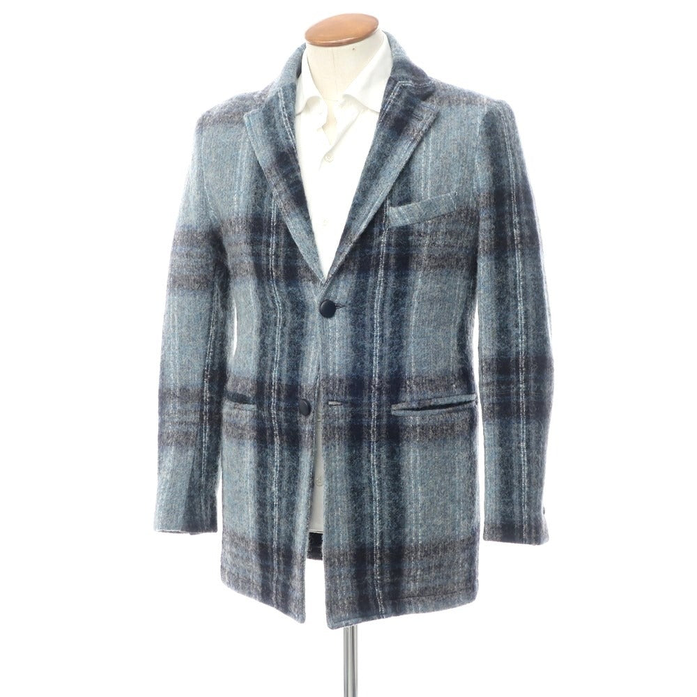 【中古】ニール カッター NEILL KATTER アルパカ混ウール チェック カジュアルジャケット グレイッシュブルーxネイビー【サイズ46】【BLU】【A/W】【状態ランクB】【メンズ】【768991】 APD
