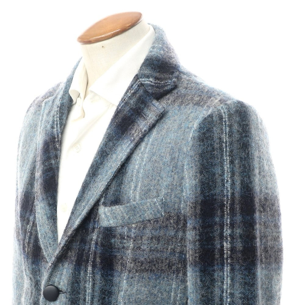 【中古】ニール カッター NEILL KATTER アルパカ混ウール チェック カジュアルジャケット グレイッシュブルーxネイビー【サイズ46】【BLU】【A/W】【状態ランクB】【メンズ】【768991】 APD