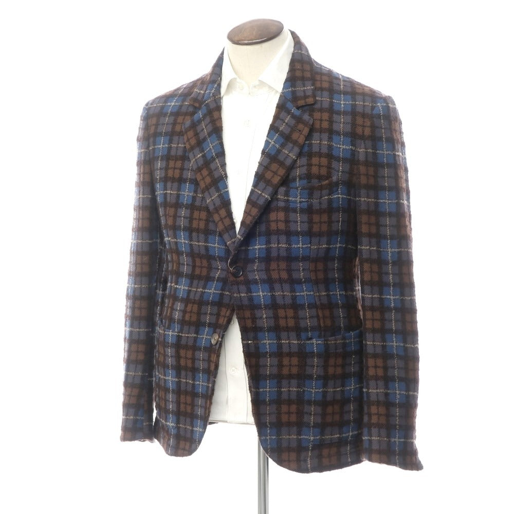 【中古】アクアラマ AQUARAMA  ウール チェック カジュアルジャケット ブラウンxブルー【サイズ52】【BRW】【A/W】【状態ランクB】【メンズ】【768990】 APD