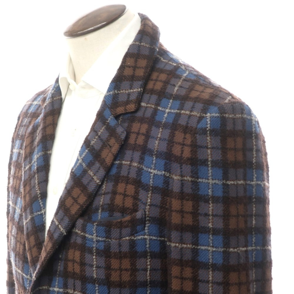 【中古】アクアラマ AQUARAMA  ウール チェック カジュアルジャケット ブラウンxブルー【サイズ52】【BRW】【A/W】【状態ランクB】【メンズ】【768990】 APD