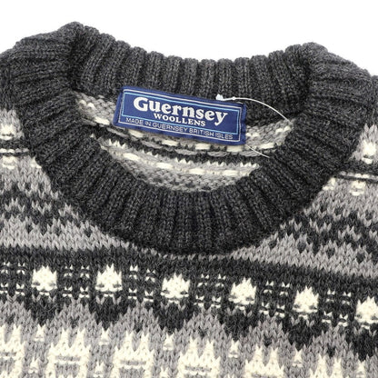 [Used] Guernsey Woolens GUERNSEY WOOLLENS Mid-gauge wool Fair Isle pattern crew neck knit Gray x off-white [Size 36] [GRY] [A/W] [Condition rank B] ​​[Men&