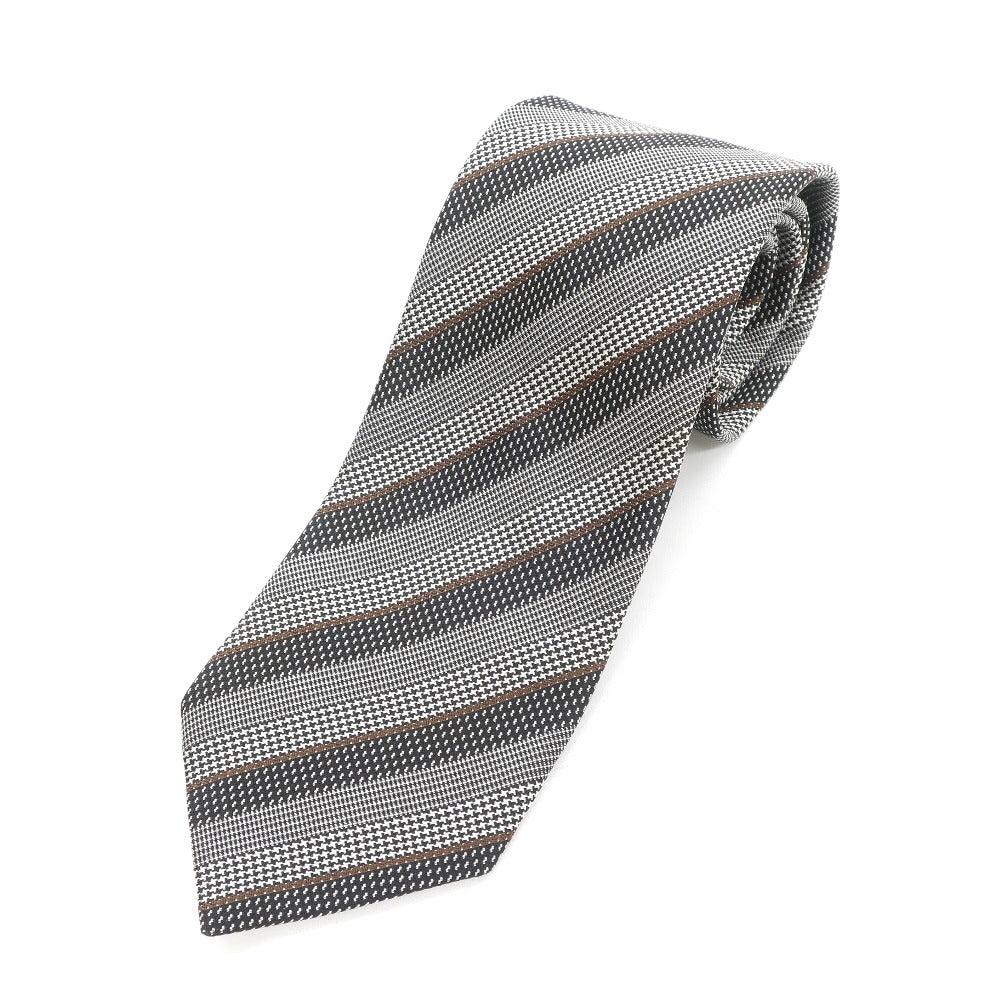 [Used] Ermenegildo Zegna Striped Tri-Fold Silk Tie Black x White [GRY] [S/S/A/W] [Condition Rank C] [Men&