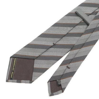 [Used] Ermenegildo Zegna Striped Tri-Fold Silk Tie Black x White [GRY] [S/S/A/W] [Condition Rank C] [Men&