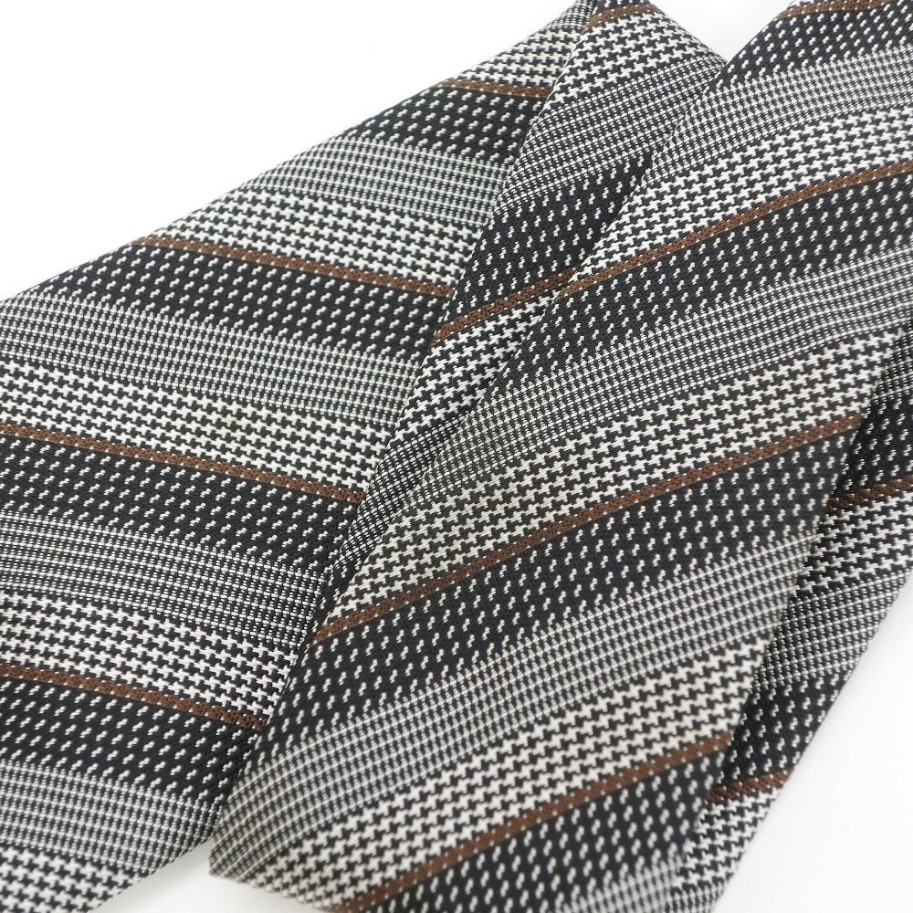 [Used] Ermenegildo Zegna Striped Tri-Fold Silk Tie Black x White [GRY] [S/S/A/W] [Condition Rank C] [Men&