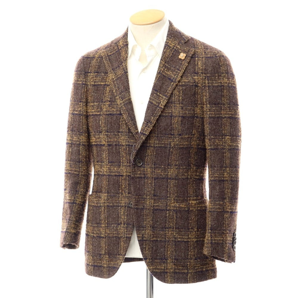 [Used] LARDINI Wool polyester check tailored jacket Brown x ochre [Size 44] [BRW] [A/W] [Condition rank B] ​​[Men&