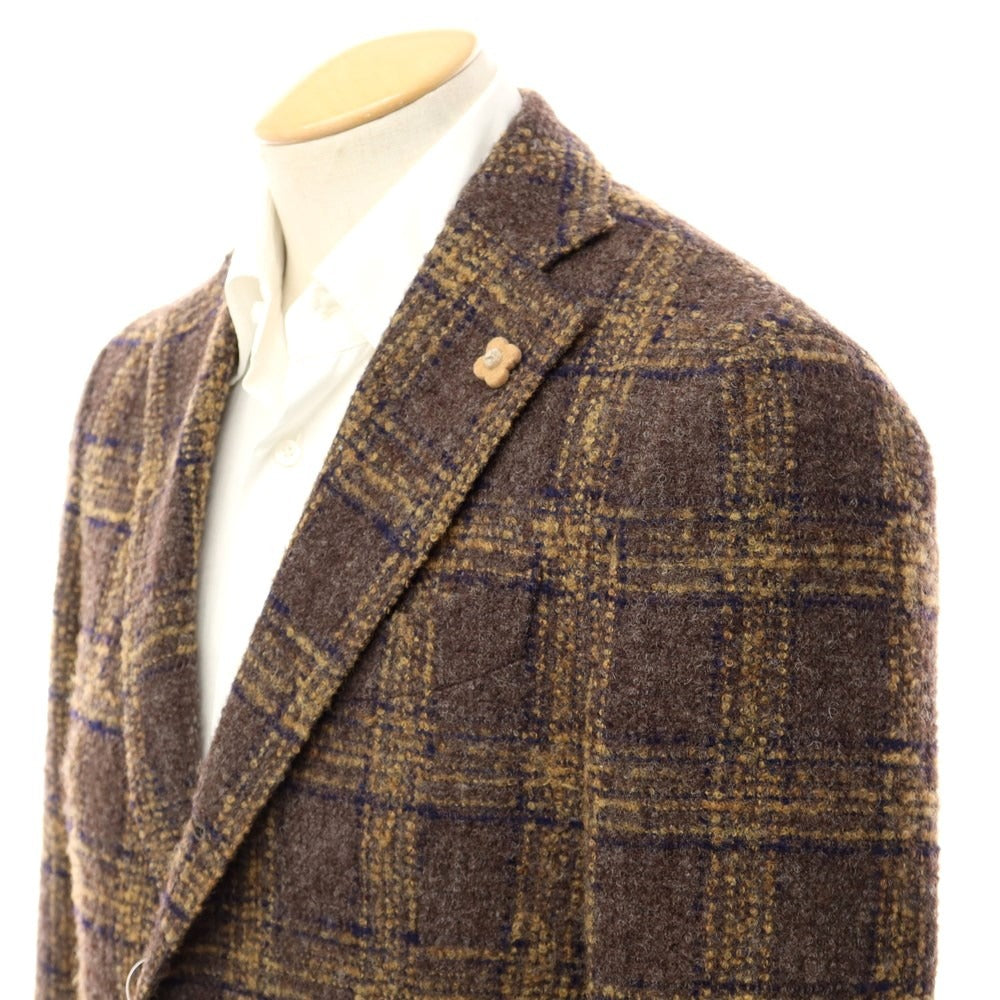 [Used] LARDINI Wool polyester check tailored jacket Brown x ochre [Size 44] [BRW] [A/W] [Condition rank B] ​​[Men&