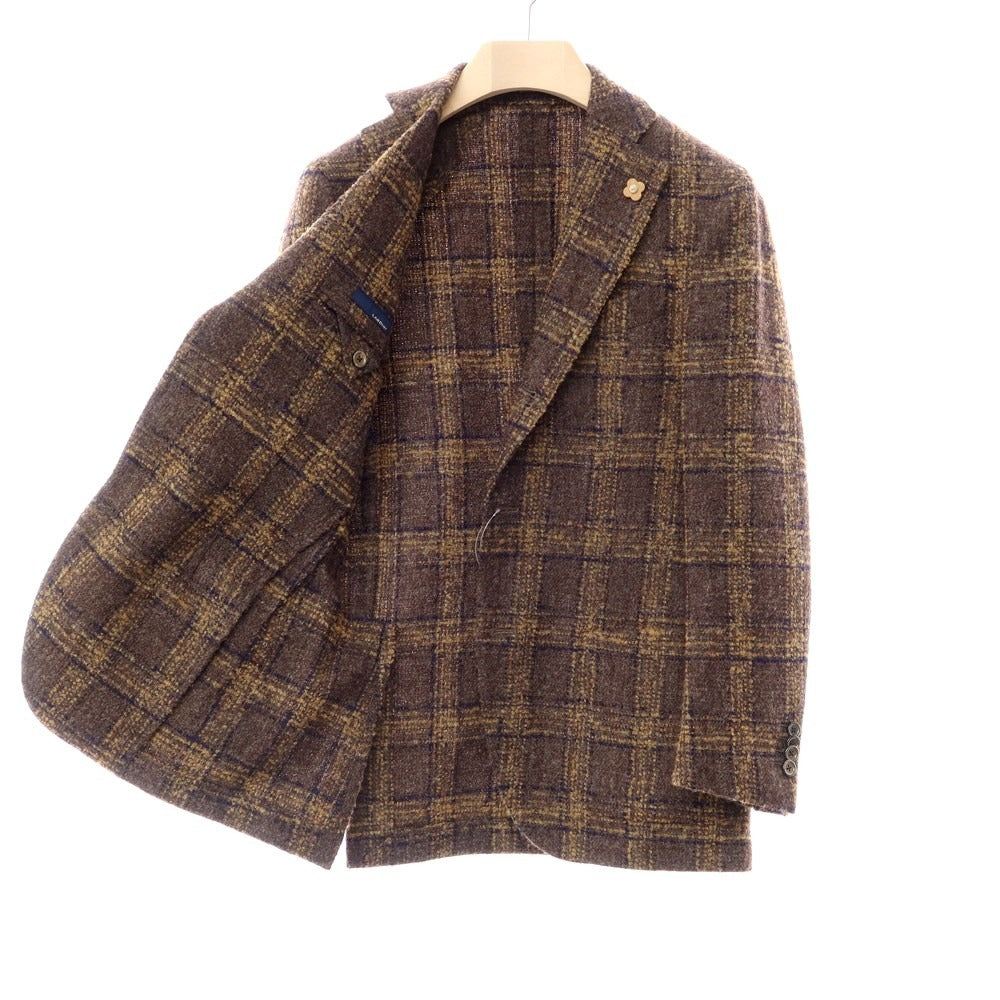 [Used] LARDINI Wool polyester check tailored jacket Brown x ochre [Size 44] [BRW] [A/W] [Condition rank B] ​​[Men&