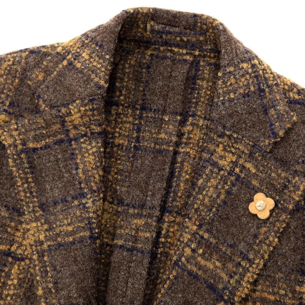 [Used] LARDINI Wool polyester check tailored jacket Brown x ochre [Size 44] [BRW] [A/W] [Condition rank B] ​​[Men&