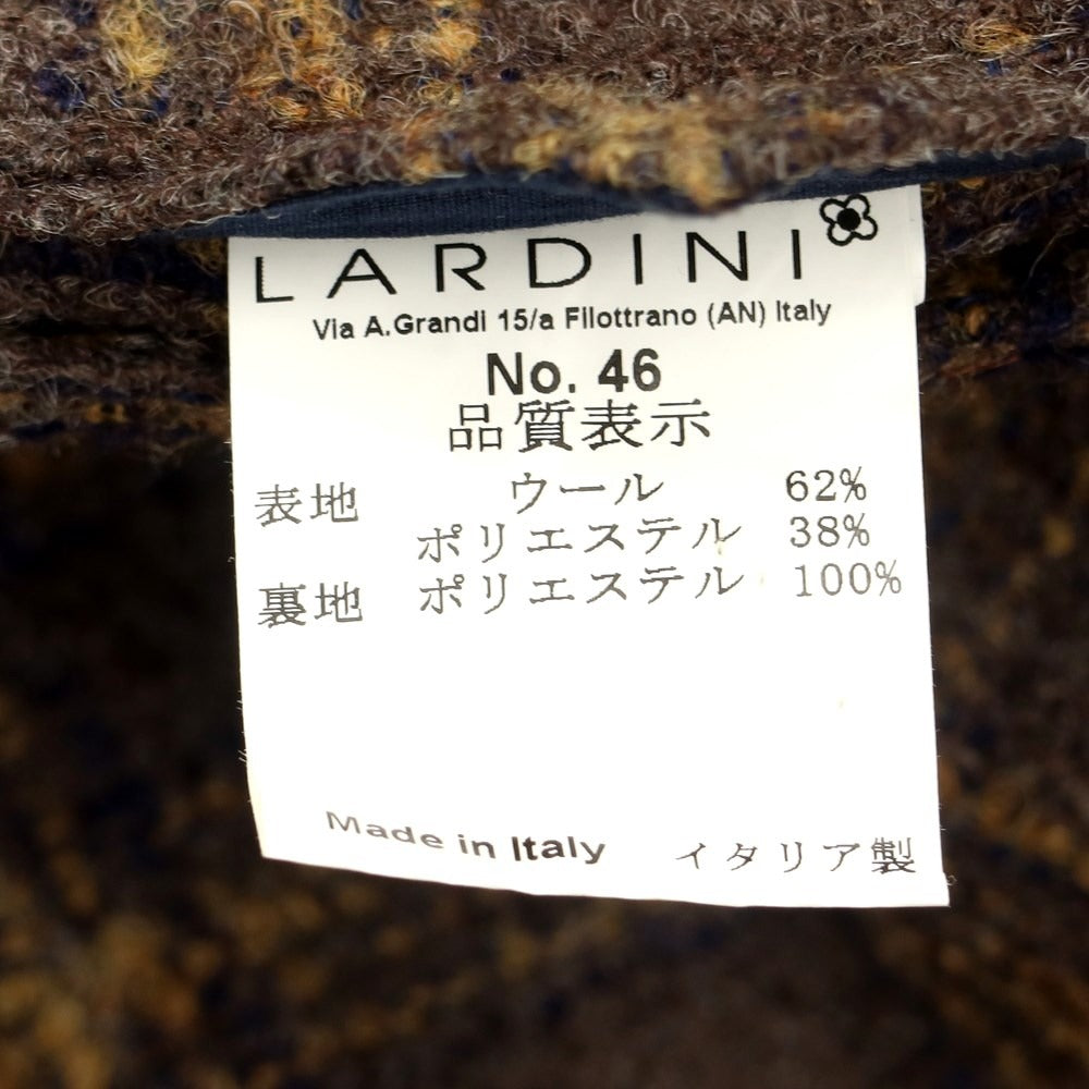 ラルディーニ LARDINI ウールポリエステル チェック テーラードジャケット ブラウンxオーカー【サイズ44】【メンズ】