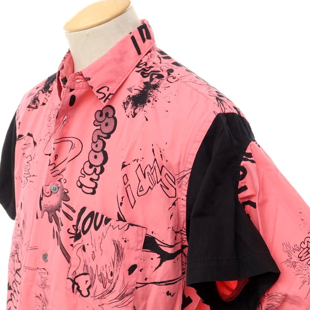 【中古】【未使用】コムデギャルソンシャツ COMME des GARCONS SHIRT 2022年春夏 半袖シャツ
 ピンクxブラック【サイズS】【PNK】【S/S】【状態ランクS】【メンズ】
【769870】[EPD]