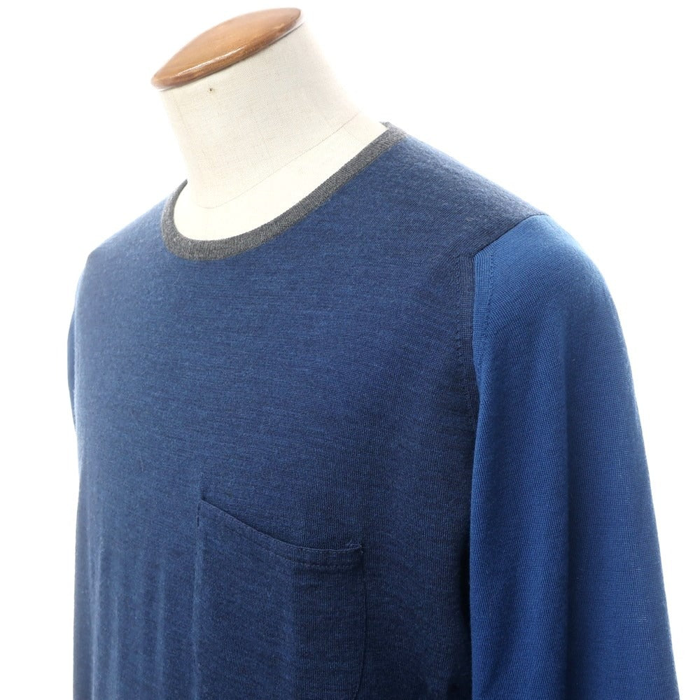 [Used] John Smedley JOHN SMEDLEY High gauge wool crew neck knit Navy x blue [Size M] [NVY] [A/W] [Condition rank B] ​​[Men&