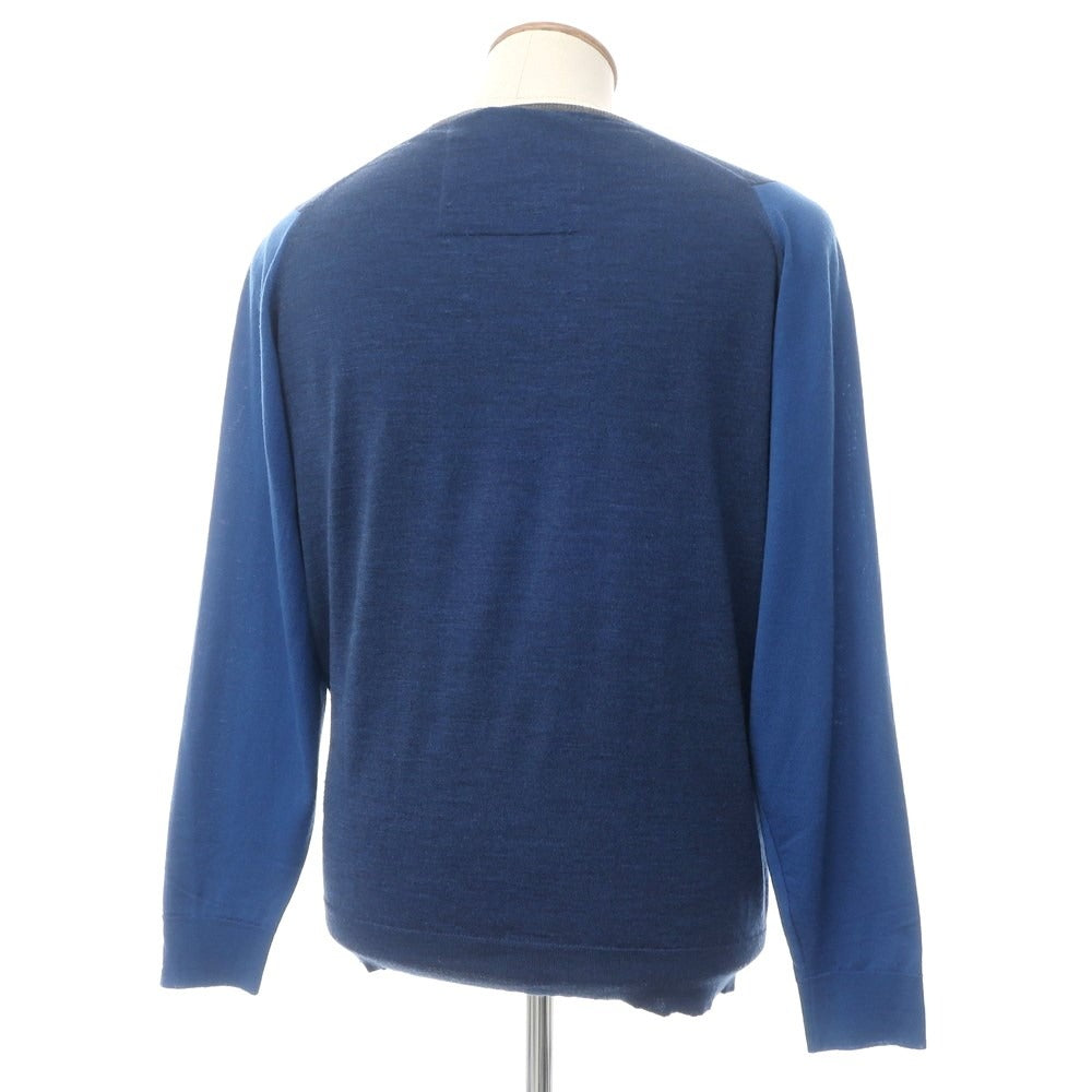 [Used] John Smedley JOHN SMEDLEY High gauge wool crew neck knit Navy x blue [Size M] [NVY] [A/W] [Condition rank B] ​​[Men&