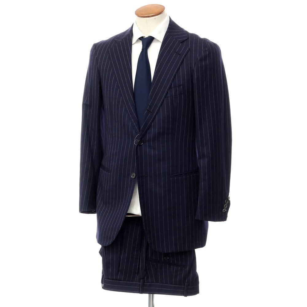 [Used] Sartoria Partenopea Wool Striped 3-Button Suit Navy x White [Size not listed (46-48)] [NVY] [A/W] [Condition Rank C] [Men&