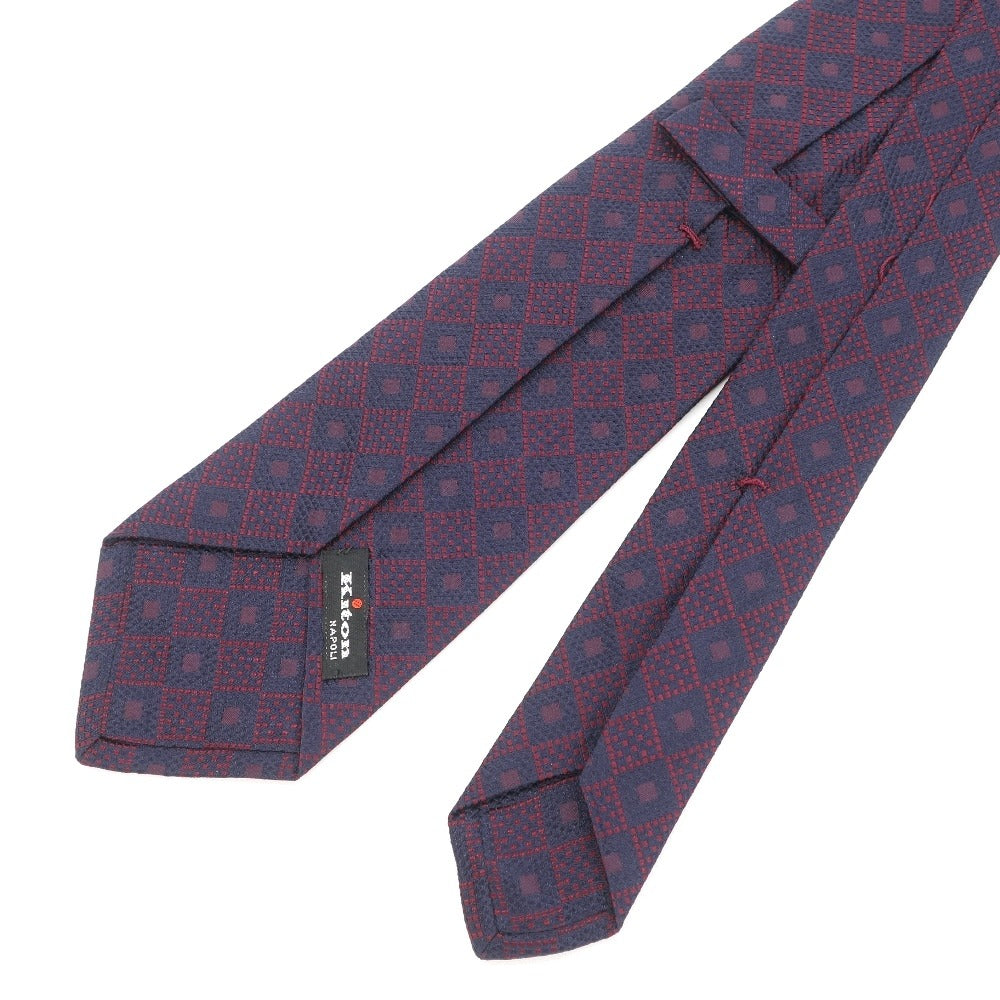 [Used] Kiton Quattro Pieghe Silk Necktie Navy x Dark Red [Size -] [NVY] [S/S/A/W] [Condition Rank B] ​​[Men&